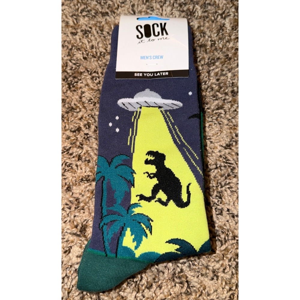 Sock Iit to Me-Men's "See Ya Later" T-Rex & UFO Theme Crew Socks (NWT)